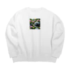 Sunbathingのアジサイの花の下を移動するカタツムリ Big Crew Neck Sweatshirt