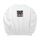 NAOSANの気まぐれ屋の探検中のカニ Big Crew Neck Sweatshirt