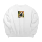 Umeshopの走り回るウサギ Big Crew Neck Sweatshirt