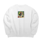 yuki_tukuruの駆け出す猫 Big Crew Neck Sweatshirt