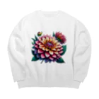 Have-good-luckのふんわりした花「ダリア」 Big Crew Neck Sweatshirt