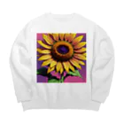 LOGOstylesのピンクや紫色の背景に映えるかわいいヒマワリ Big Crew Neck Sweatshirt