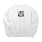 china-musumeの夏が大好き！白のポメラニアン。名前はアイス Big Crew Neck Sweatshirt