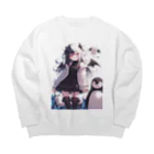 シロクマペンギンの冷極フローズン✕小悪魔ガール Big Crew Neck Sweatshirt