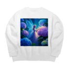 かるるんショップのあじさいと妖精 Big Crew Neck Sweatshirt