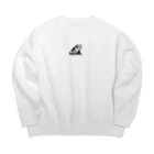 ととのいカエルのモノクロカエルくん Big Crew Neck Sweatshirt