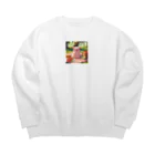 ganeshaのかわいい豚とピクニック Big Crew Neck Sweatshirt