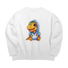 Vasetti_pressの青パーカーを着たティラノサウルス Big Crew Neck Sweatshirt