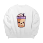 Vasetti_pressの可愛い紫タピオカミルクティー Big Crew Neck Sweatshirt