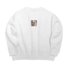 幸運招来の猫ちゃん Big Crew Neck Sweatshirt