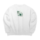 アミュペンの数学的なデザインを持つ緑と白の花 Big Crew Neck Sweatshirt