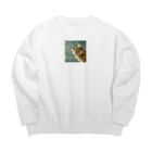 ronstr_のちらりキャット Big Crew Neck Sweatshirt