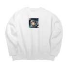 T_yama0429のモモンガ宇宙遊泳中 Big Crew Neck Sweatshirt