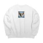 oz-chanの空飛ぶ猫リアル風1 Big Crew Neck Sweatshirt