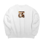 幸せいっぱいちびちゃんのふわふわ可愛いわんちゃん Big Crew Neck Sweatshirt