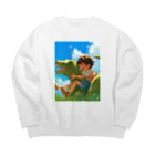 AQUAMETAVERSEの恐竜と少年が楽しく遊ぶ友情　なでしこ1478 Big Crew Neck Sweatshirt