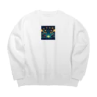 tanantの夏祭り、提灯が灯る下で花火をみている Big Crew Neck Sweatshirt