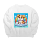 Minoyaの雲に乗った犬 Big Crew Neck Sweatshirt