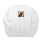 dai-k_1977のかわいい亀サムライ Big Crew Neck Sweatshirt