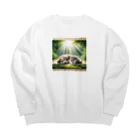 亀蘭タマムシの木漏れ日・すやすや Big Crew Neck Sweatshirt