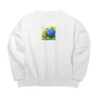 かるるんショップのあじさいとカタツムリ　雨上がり Big Crew Neck Sweatshirt