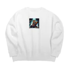 funny-itemsの深夜のドライブ、リスゾンビ君 Big Crew Neck Sweatshirt