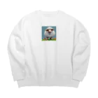 a2n2の平和な草原で羊がひつじ年を楽しんでいます Big Crew Neck Sweatshirt