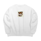 OmoStudioのポップで可愛いトラ君 ステッカー Big Crew Neck Sweatshirt