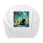 ぱんだ好きの店の月夜のパンダと女の子 Big Crew Neck Sweatshirt