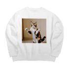 shadowshadowの三毛猫 Big Crew Neck Sweatshirt