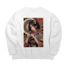 Omaniの浮世絵風美女 Big Crew Neck Sweatshirt