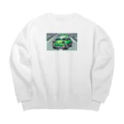 kawadangoのかわいい緑の車 Big Crew Neck Sweatshirt