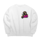 ふんわか ぷにゅのラブリーパグ Big Crew Neck Sweatshirt