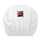 Minashのかっこいい赤いスポーツカー Big Crew Neck Sweatshirt