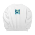 わくわく海の雑貨屋のほのぼのクジラの親子 Big Crew Neck Sweatshirt