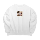 まんじゅ王国のハムスターがDJブースでスピン！ Big Crew Neck Sweatshirt