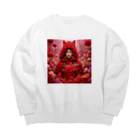 お花屋SUNのFlower R R H（フラワー・レッド ライディング フード） Big Crew Neck Sweatshirt