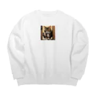 manaco-の覗き猫ちゃん Big Crew Neck Sweatshirt