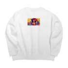 HiroLink's Shopのことわざ物語：鬼に金棒 Big Crew Neck Sweatshirt