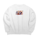 HiroLink's Shopのことわざ物語：鶴の一声 Big Crew Neck Sweatshirt