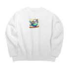 Leicafeの可愛いセキセイインコのグッズ Big Crew Neck Sweatshirt