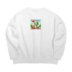 まんじゅ王国の贅沢なピクニックを楽しむ愛らしいヘビ Big Crew Neck Sweatshirt