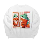 onochan0212の鮭コスプレのキツネ Big Crew Neck Sweatshirt