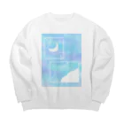 チョコミントの飛行機雲と三日月 Big Crew Neck Sweatshirt