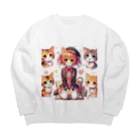 ウツボちゃんの大好きな猫に囲まれて Big Crew Neck Sweatshirt