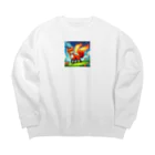 YFCの炎を尾を持つ精悍なキツネ Big Crew Neck Sweatshirt