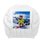 ikasumikoboのスノボ猫 Big Crew Neck Sweatshirt