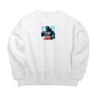 komi39の赤いパンツ着用したゴジラ Big Crew Neck Sweatshirt