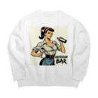 AMERICAN BARのアメコミ風バーテンダー Big Crew Neck Sweatshirt