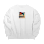 hitayakiの風になびくビーチフラッグ Big Crew Neck Sweatshirt